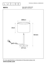 LUCIDE 45509/81/30 MAYA stolná lampa V505mm 1xE27 čierna