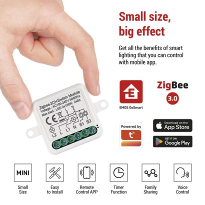 EMOS H5102 GoSmart spínací modul 2-kanálový ZigBee