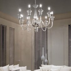 Závesné svietidlo/Luster Ideal lux 044453 DOGE SP9 TRASPARENTE 9xE14 40W chróm