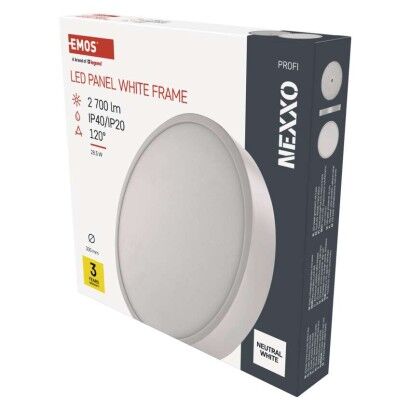 Emos ZM5155 LED NEXXO stropní/nástěnné přisazené klasické svítidlo kruh průměr 300 × 42 mm 28,5W 2700lm 4000K bílá