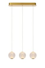 LUCIDE 13499/12/60 CINTRA závesné svietidlo LED 3x4,7W/3x283lm 2700K mosadzná, priehľadná
