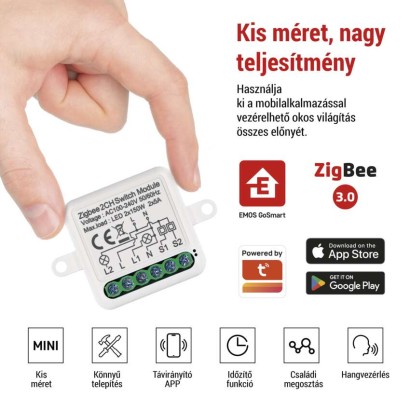 EMOS H5102 GoSmart spínací modul 2-kanálový ZigBee