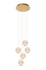 LUCIDE 13499/22/60 CINTRA závěsné svítidlo D320mm LED 5x4,7W/5x290lm 2700K mosazná, průhledná