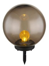 GLOBO SOLAR 33827 dekoratívne solárne svietidlo zapichovacia guľa D250mm LED 0,06W 3000K IP44, vrátane batérie 1xAA 200mAh 1.2V, dymová, jantárová