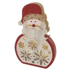 DCWW24 EMOS vianočná dekorácia LED drevená – santa, 30cm, 2xAAA, teplá biela, časovač