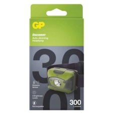 GP P8572 LED nabíjacia čelovka 300lm 3× AAA mikro USB IPX6 zeleno-šedá