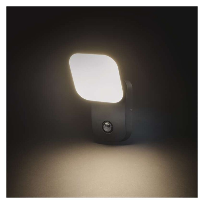 EMOS ZGE044L NIKA venkovní nástěnné svítidlo LED 120 × 120 × 200 12,8W 900lm 3000K IP44 se senzorem antracit