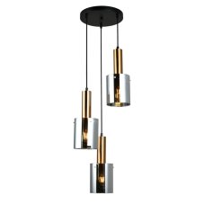 Italux PND-5581-3A-BRO+SG závěsné svítidlo Sardo D330mm 3x40W E27 mosaz, kouřové sklo