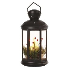 DCLV15 EMOS LED dekorácia – vianočný lampáš so sviečkami čierny, 35,5 cm, 3x C, vintage