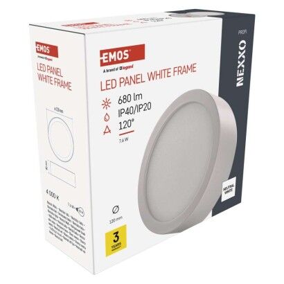 Emos ZM5125 LED NEXXO stropní/nástěnné přisazené klasické svítidlo kruh průměr 120 × 40 mm 7,6W 680lm 4000K bílá