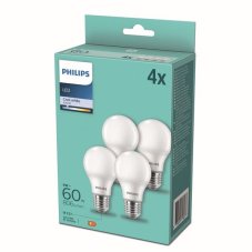 Philips 8718699718077 LED žiarovka E27 8W/60W 806lm A60 4000K 4-set