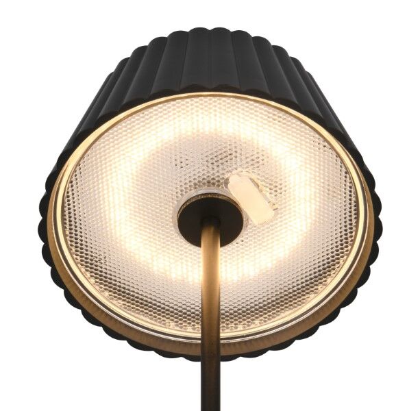 TRIO Reality R57706132 SUAREZ venkovní stolní lampa SMD LED V390mm 1,5W/200lm 3000K IP44 černámatná, nabíjecí baterie, USB-C port, nabíjecí stanice, ON/OFF