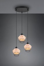 TRIO Reality R31263336 BORKA závesné svietidlo D410mm 3xE27 čierna, prírodná