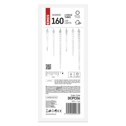 DCPC06 EMOS LED vánoční girlanda – 6x rampouch, 3,6 m, IP44, studená bílá