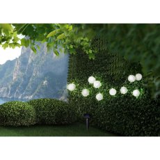 Globo 33971W solárne svietidlo dekoratívne, reťaz s lampiónmi D75mm LED 10x0,06W 4000K IP44, biela