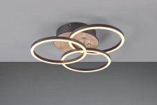 TRIO Reality R62823135 CIRCLE stropné svietidlo SMD LED 27W/3200lm 2700-6000K imitácia dreva, čierna, stmievateľné, diaľkový ovládač