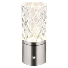 GLOBO 21010N LUNKI dotyková stolná lampička V190mm LED 2,5W/185lm 2700+6500+4000K matný nikel, priehľadná, vrátane batérie CR18650 1800mAh 3,7V, USB-A 2.0 - USB-C