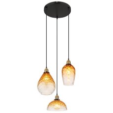 GLOBO 15786-3H1 SALVY závěsné svítidlo D460mm 3xE27 černá, jantarová