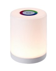 RABALUX 74209 Tipy dekoračná stolná lampička dotyková D90mm LED 0,8W/50lm 3000K biela, stmievateľné, nabíjacia batéria 3,7V 500mAh