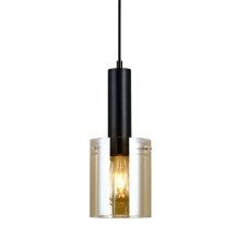 Italux PND-5581-1-BK+AMB závěsné svítidlo Sardo D130mm 1x40W E27 černá, jantarová