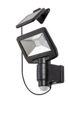 RABALUX 77021 Dojran solárne nástenné svietidlo reflektor LED 5W/500lm 4000K IP44 čierna, priehľadná, súmrakový a pohybový senzor