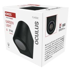 Emos ZGF010P OCULUS nástenné exteriérové svietidlo GU10 88 × 67 × 80 mm IP44 čierna
