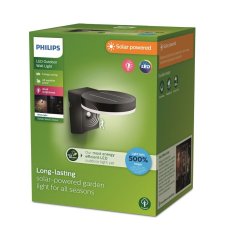 Philips 8720169265769 UltraEfficient Solar Zonal solární nástěnné svítidlo se senzorem PIR LED 1,3W 250/25lm 3000K IP44 černá