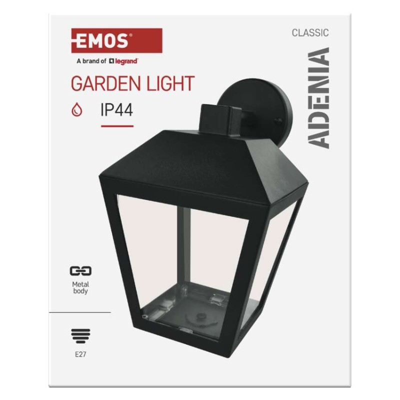 Emos ZGB020P ADENIA venkovní nástěnné svítidlo E27 180 × 150 × 245 mm  IP44 černá