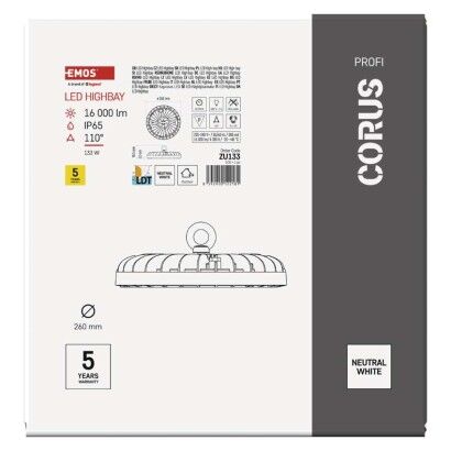 Emos ZU133 LED priemyselné závesné svietidlo HIGHBAY CORUS 133W 16000lm 4000K IP65
