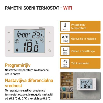 Emos P56201 GoSmart Digitální pokojový termostat, bílá, Wi-Fi