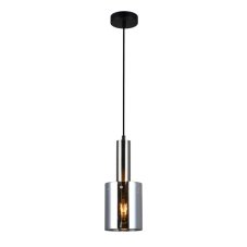 Italux PND-5581-1-SC+SG závěsné svítidlo Sardo D130mm 1x40W E27 saténový nikl, kouřové sklo