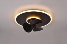 TRIO Reality R64133132 NYBRO stropné svietidlo s ventilátorom SMD LED D500mm 30W/3500lm 2700-6500K čierna matná, stmievateľné, diaľkový ovládač