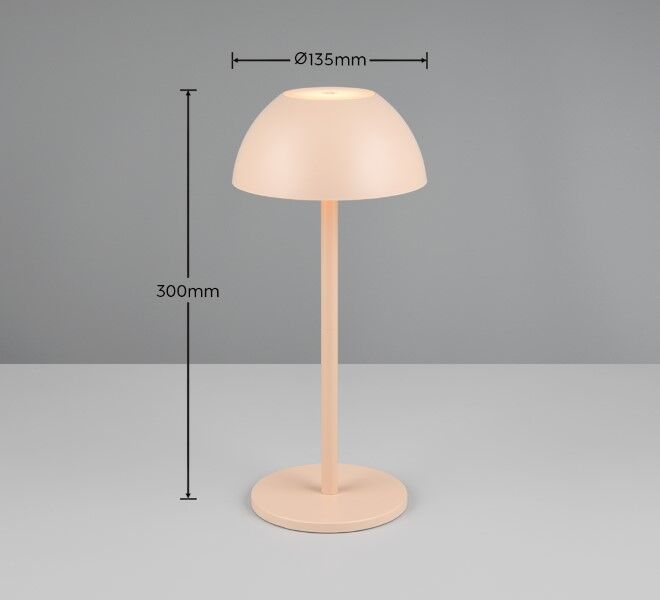 TRIO Reality R54106166 RICARDO vonkajšia dotyková stolná lampa SMD LED V300mm 1,7W/240lm 3000K IP54 piesková, nabíjateľná batéria, USB-C port