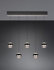 TRIO SELECT 344410507 ORBIT závesné svietidlo SMD LED 5x8W/5x960lm 2300+3000+4000K čierna, nikel matný, schwitchdimmer