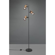 TRIO 404300332 TOSH stojacia lampa D230mm 3xE14 matná čierna, drevo
