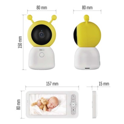 Emos H4052 GoSmart Otočná dětská chůvička GUARD s monitorem, bílá a žlutá, Wi-Fi