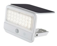 RABALUX 77090 Flaxton solárne nástenné svietidlo so senzorom LED 7W/700lm 4000K IP54 biela, priehľadná