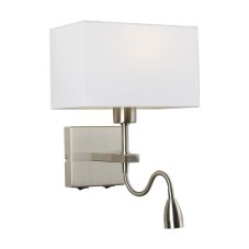 Italux WL-1122-2-BL-SN-RC-WH LED nástenné svietidlo Norte 1x60W+3W/350lm E27+LED 3000K nikel, biela