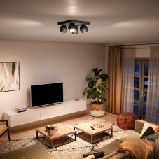 Philips Hue White Ambiance 8719514339163 BUCKRAM stropné bodové svietidlo 4xGU10 +SWITCH 4x5,5W/4x250lm 2200-6500K čierna bluetooth