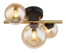 GLOBO 56135-3W RIHA stropní svítidlo 3xG9 černá, mosaz, jantarová