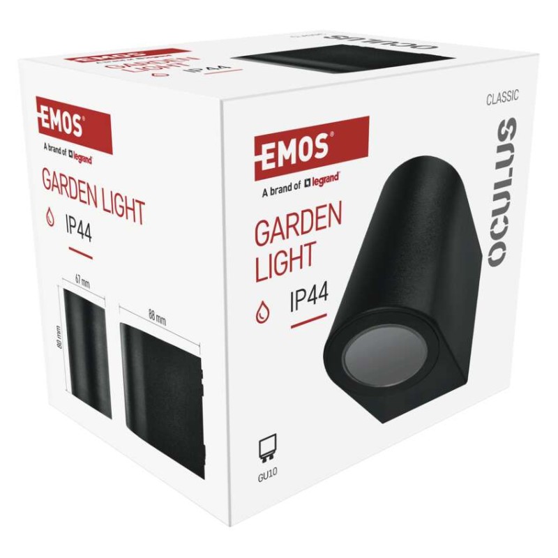 Emos ZGF010P OCULUS venkovní nástěnné svítidlo GU10 88 × 67 × 80 mm  IP44 černá