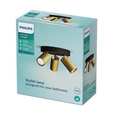 Philips 8720169299252 Idris stropné bodové svietidlo/spot D196mm 3xGU10 IP44 čierna, zlatá, ClickFix