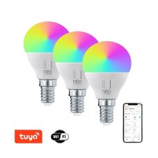 Immax 07745C NEO LITE žiarovka P45 LED E14 A40 6W/470lm 2700-6500K RGB, biela, 3-set, kvapka