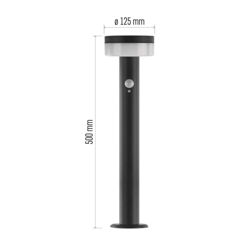 EMOS ZGJ0B4S TERION solární venkovní stojanové svítidlo/sloupek LED 125 × 125 × 500 2W 200lm 3000K IP44 se senzorem antracit