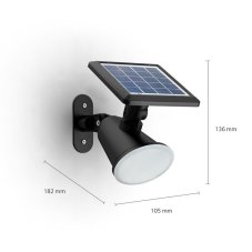 Philips 8720169265523 Outdoor solar Jivix solárne nástenné svietidlo LED 1,4W/150lm 2700K IP44 čierna