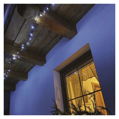 D4AC04 EMOS CLASSIC vánoční řetěz 180 LED, zelený drát, 18m, časovač, studená bílá, IP44