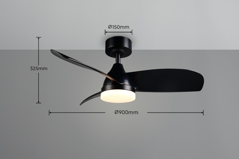 TRIO Reality R62732132 HELSINKI Stropný ventilátor s osvetlením D900mm SMD LED 20W/2500lm 2700-6000K čierna, diaľkový ovládač