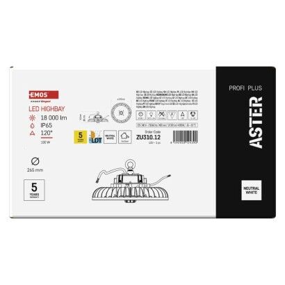 Emos ZU310.12 LED průmyslové závěsné svítidlo HIGHBAY ASTER 100W 18000lm 4000K IP65