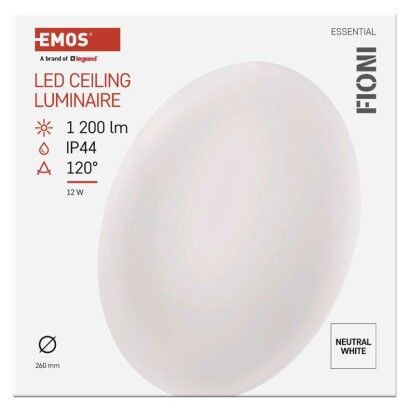 Emos ZM1120 LED FIONI stropní/nástěnné přisazené klasické svítidlo kruh průměr 255 × 63 mm 12W 1200lm 4000K bílá