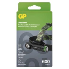 GP P8555 LED nabíjacia čelovka 600lm Li-Ion mikro USB IPX4 čierna